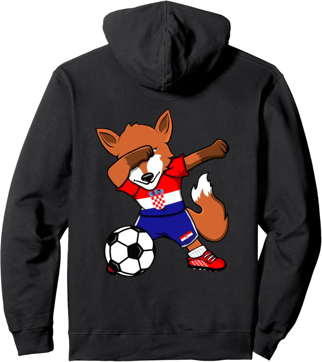 Dabbing Fuchs Fox Kroatien Fussball Kroatische Flagge Sport Pullover Hoodie