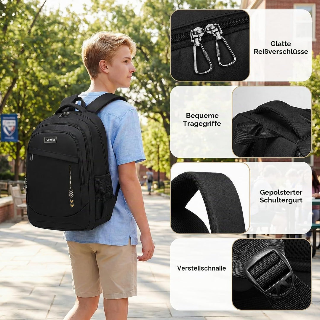 Amythe Schulrucksack Jungen Teenager Grosser Kapazität 30L, Rucksack Schule Gymnasium Oberstufe Schu
