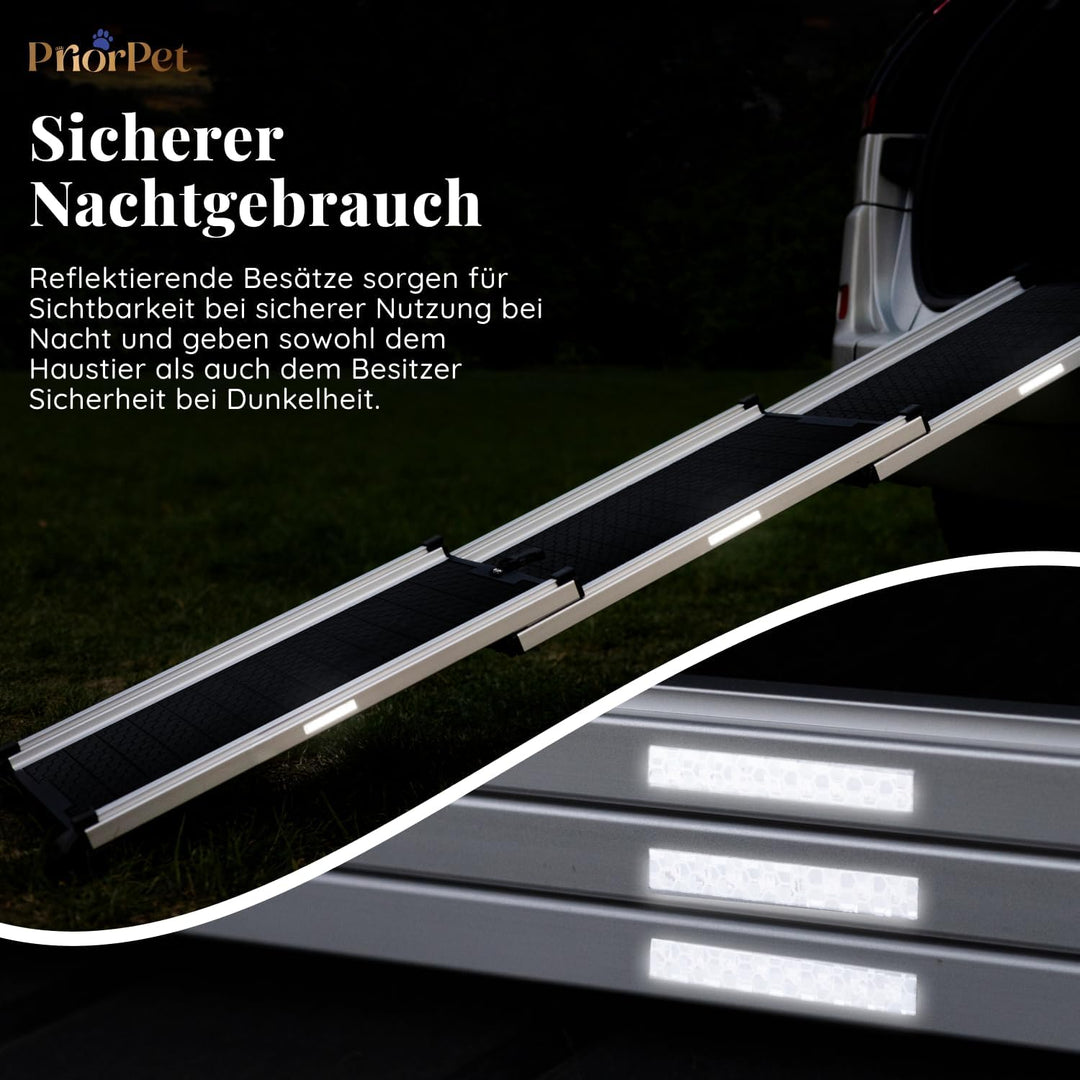Hunderampe Auto Klappbar- Teleskop Alu Rampe für grosse Hunde - Stabile Hundetreppe Auto & SUV - rut