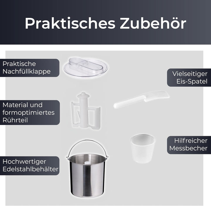 KLAMER 3-in-1 Eismaschine, Slush Maschine & Joghurtbereiter 1,5 L, 150 W Eiscrememaschine aus Edelst