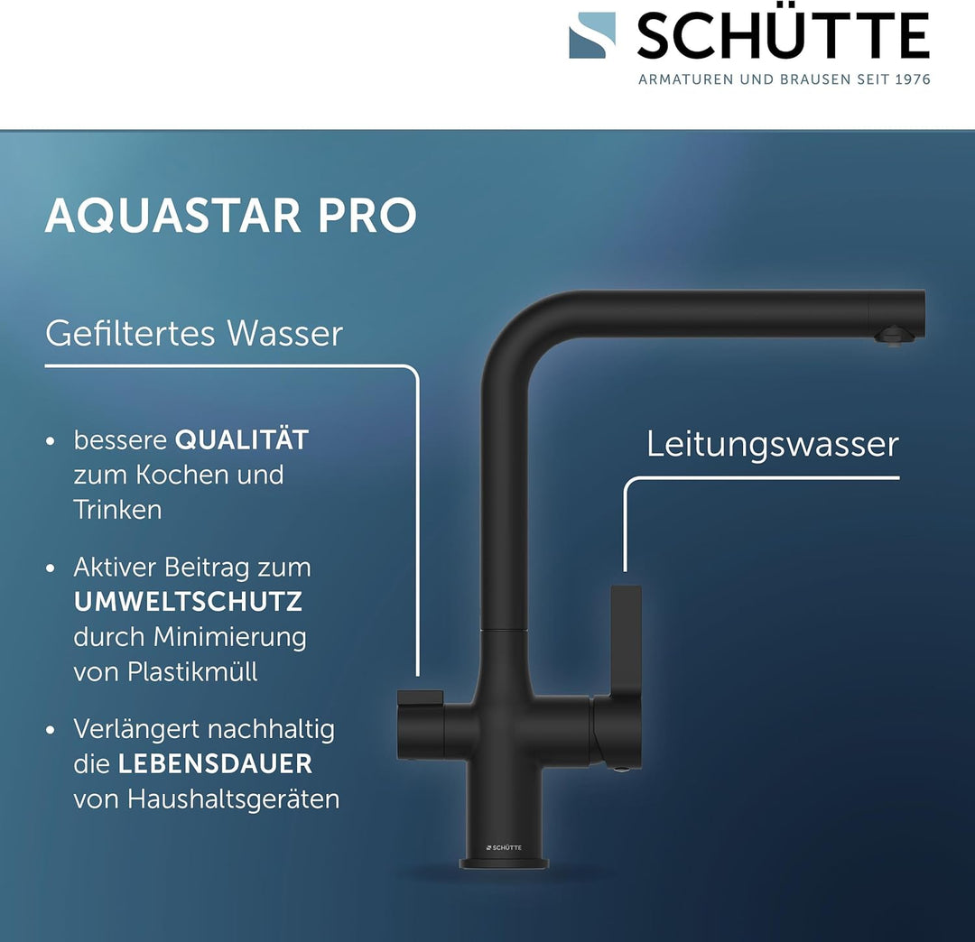 SCHÜTTE 99860 AQUASTAR PRO Trinkwasser-Spültischarmatur mit Filtersystem, 3 Wege Küchenarmatur, Küch