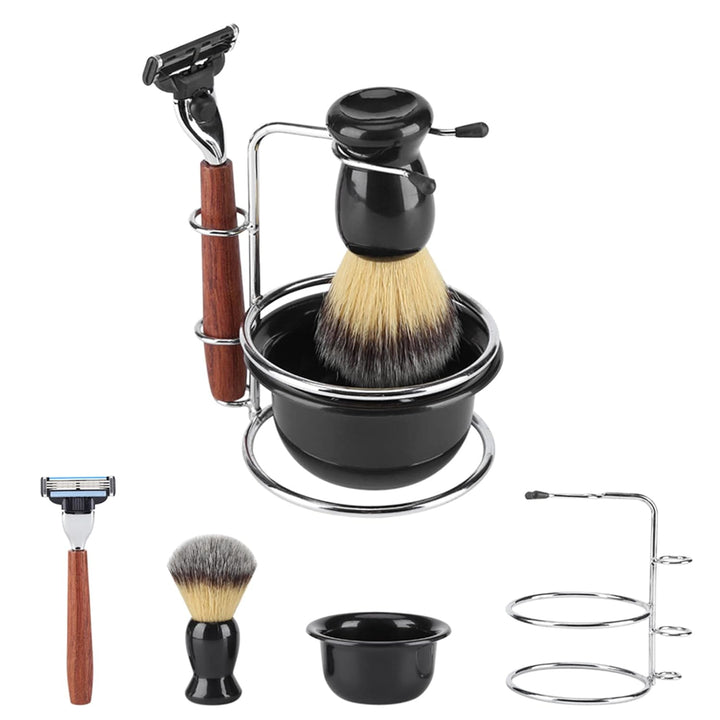 Manuelles Rasierer-Set mit Halter, Dachshaar, Rasierpinsel, Tasse, Rasierschale, Schaum, Herrenbart,