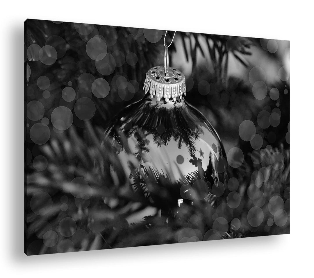 deyoli Weihnachtlicher Schmuck Effekt: Schwarz&Weiss Format: 80x60 als Leinwandbild, Motiv fertig ge