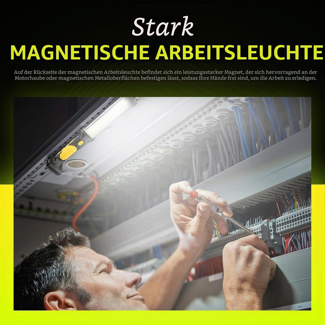 WARSUN LED Arbeitsleuchte Wiederaufladbar Werkstattlampe Taschenlampe 1500 Lumen COB Inspektionsleuc