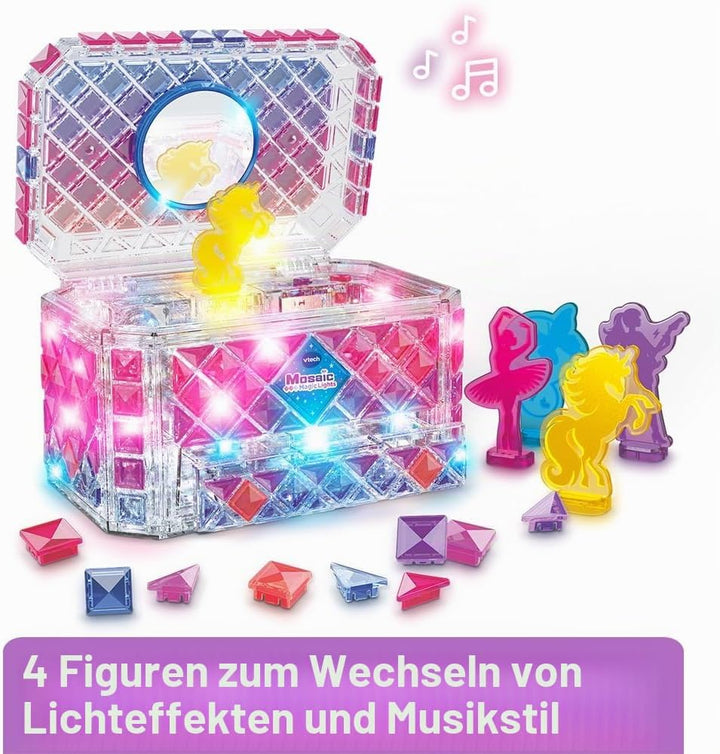 VTech - Mosaic Magic Lights Schmuckschatulle – Mosaik-Set für Kinder – personalisierbare Geheimnisbo