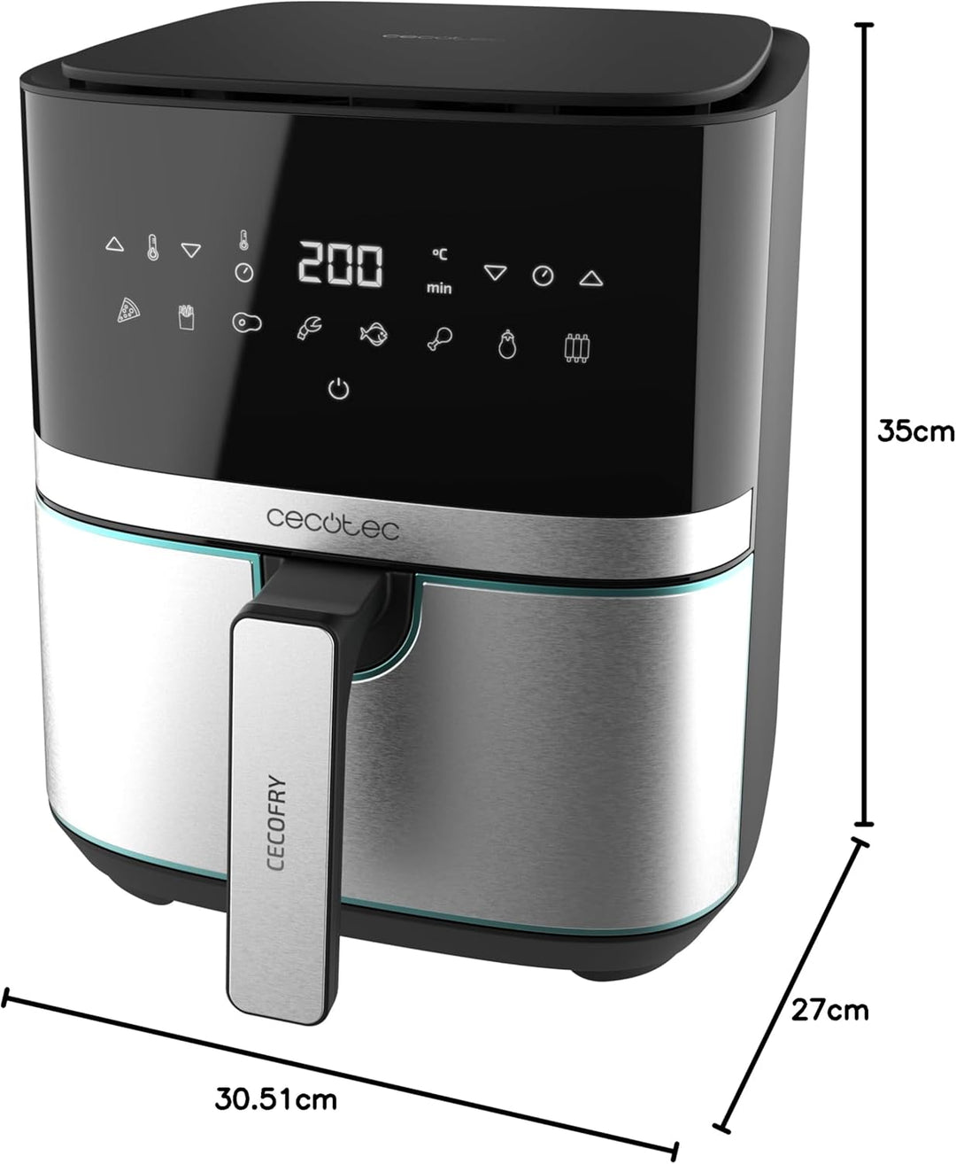 Cecotec Heissluftfritteuse 5,5 L Cecofry Full Inox 5500 Pro. 1700 W, Kompaktes und Digitale, Diät-Fr