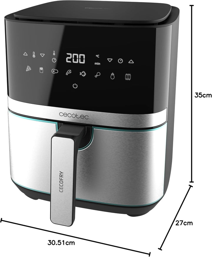 Cecotec Heissluftfritteuse 5,5 L Cecofry Full Inox 5500 Pro. 1700 W, Kompaktes und Digitale, Diät-Fr