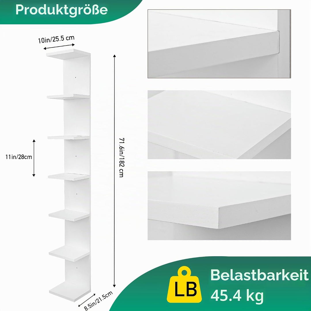 PHOENANCEE 7-stufiges Wandregal, vertikales Regal, Organizer Tall Tower Design dekoratives Wandregal