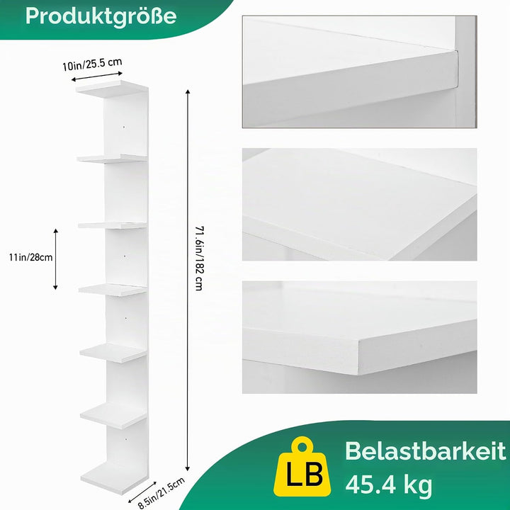 PHOENANCEE 7-stufiges Wandregal, vertikales Regal, Organizer Tall Tower Design dekoratives Wandregal