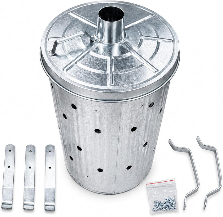 Feuertonne 75 Liter Verbrennungstonne Garten Brennofen Silber Feuerkorb | verzinkt, Feuerstelle, Gar