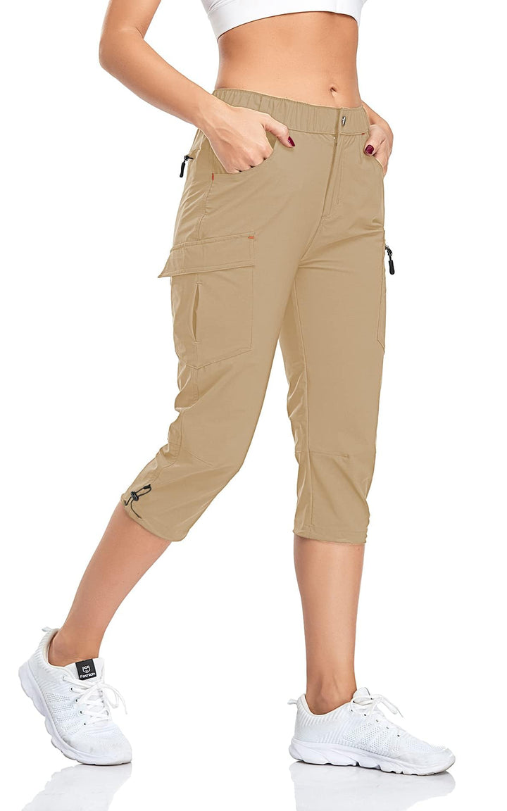 GymBrave Wanderhose Damen 3/4 Trekkinghose Stretch Leiche schnell trocknend Cargo Caprihose Sommer O