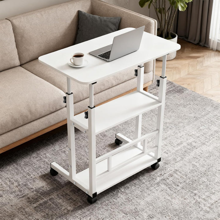 Laptop-Bett, höhenverstellbar, Tisch für Bett/Sofa/Boden, Gamer-Schreibtisch, 60 x 40 x 90 cm, Weiss