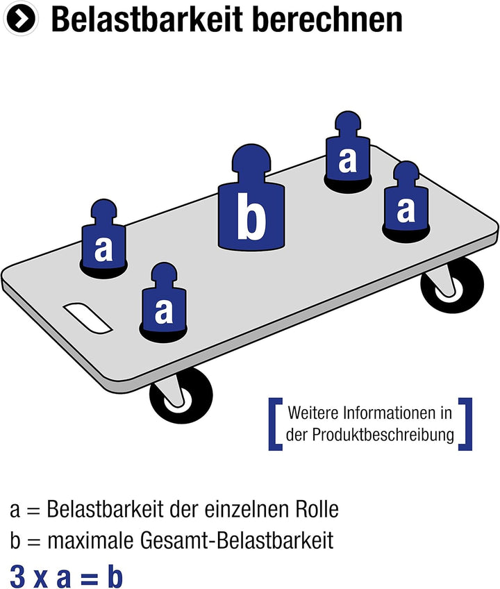 Metafranc Bockrolle Ø 125 mm - 104 x 80 mm Platte - Vollgummi-Rad - Weiche Lauffläche - Rollenlager