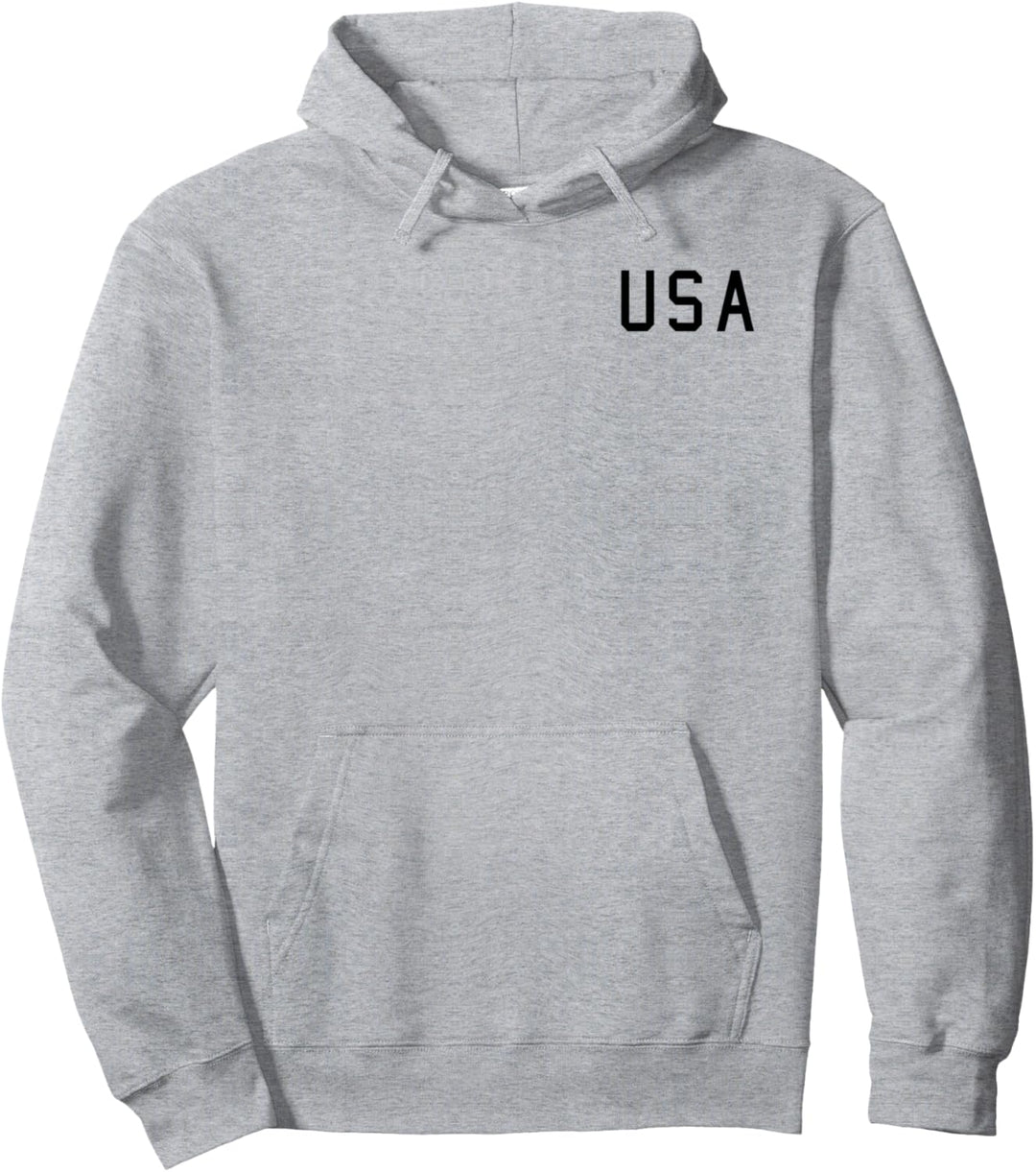 USA Simple Text Pocket Pullover Hoodie