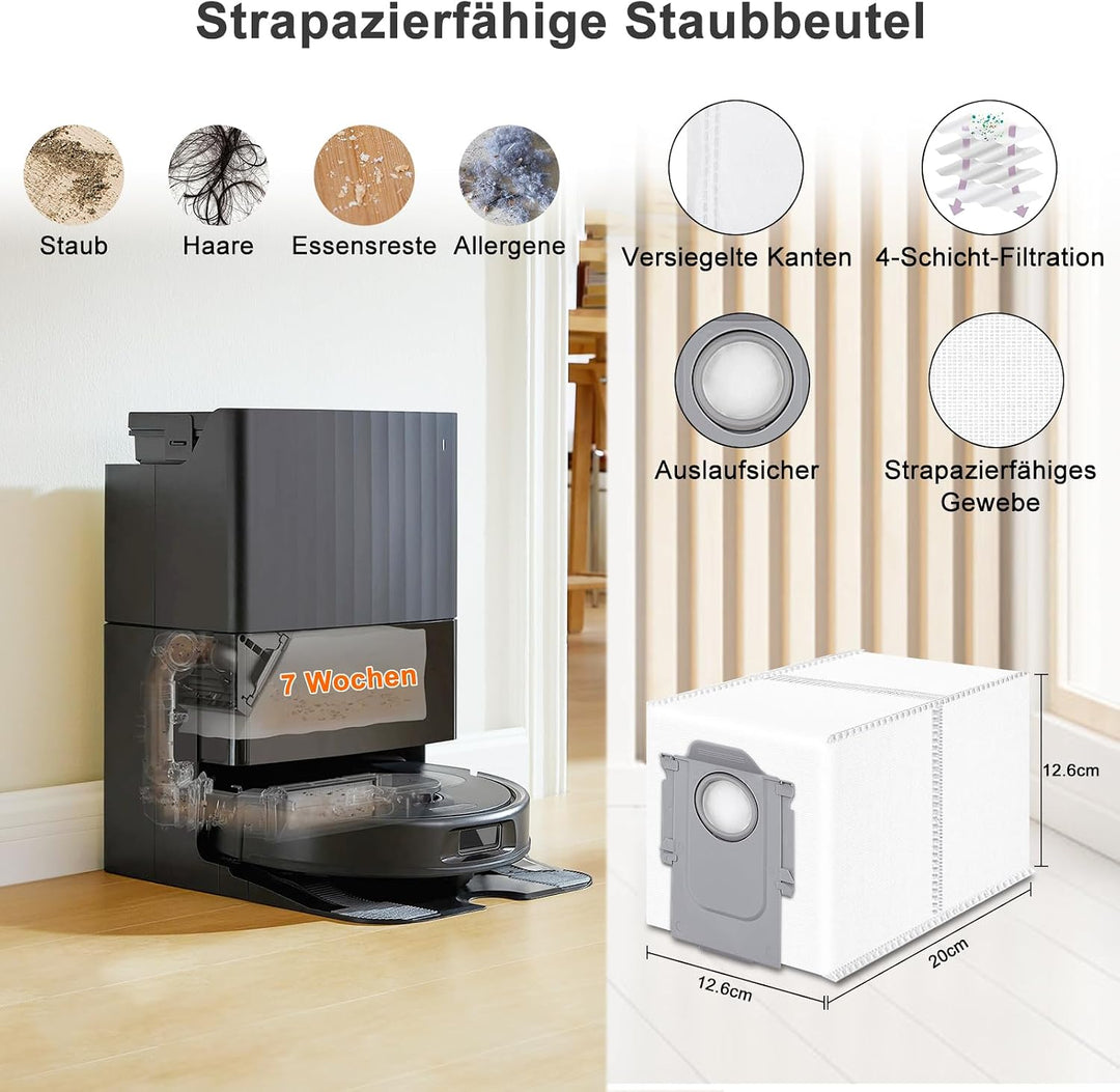 26 Stück Zubehör für Roborock QV 35A/QV 35S, QR 598/QR 798 Saugroboter, Ersatzteile mit 2 Hauptbürst