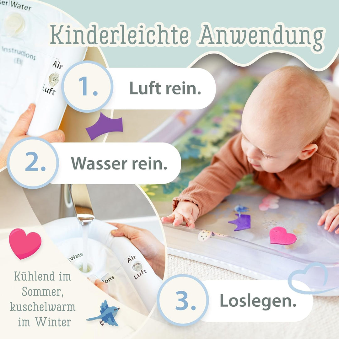 Freudeskind TummyTime Wassermatte XXL by, Baby Wasserspielmatte, 100% Phtalate- & BPA-frei ab 0, 3,