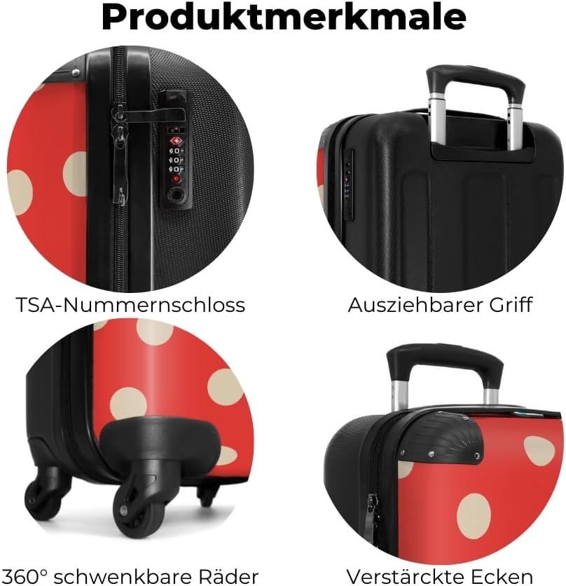 NoBoringSuitcases.com® Handgepäck Koffer 55x40x20 Personalisiert - Reisekoffer mit Rollen, Leichtgew