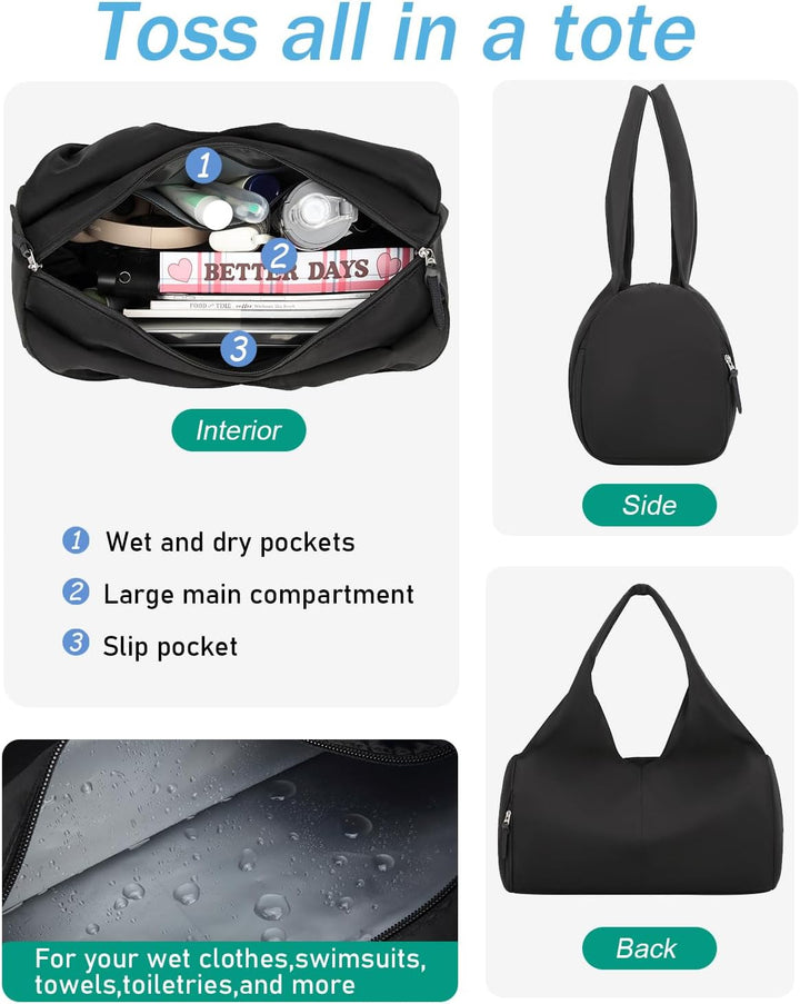 Sporttasche Damen Reisetasche Handgepäck mit Schuhfach & Nassfach Trainingstasche kleine Gym Tasche