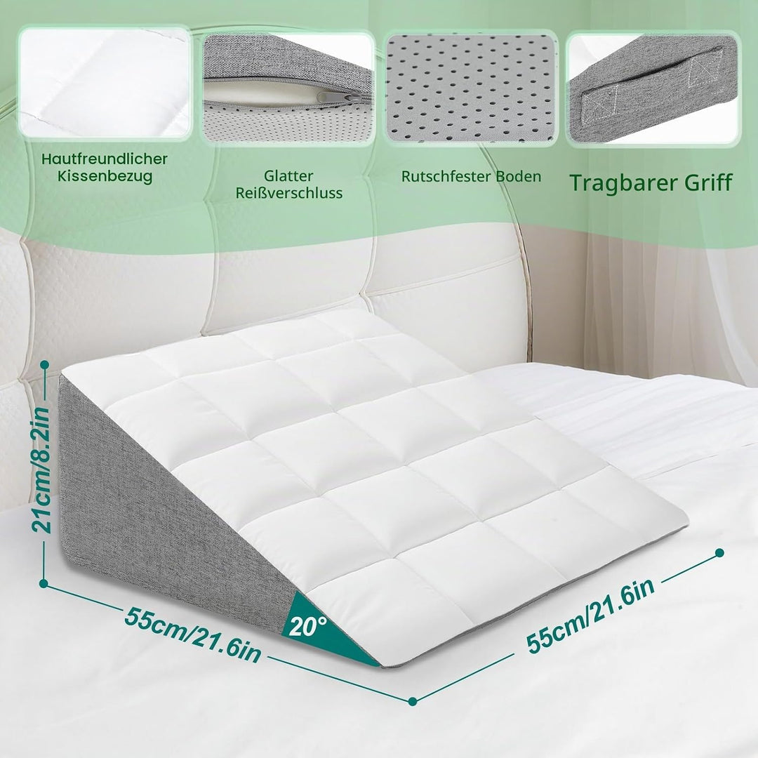 HOMCA Keilkissen Bett und Sofa, Lesekissen mit Rückenstütze, Abnehmbar | Ergonomisches Multiposition