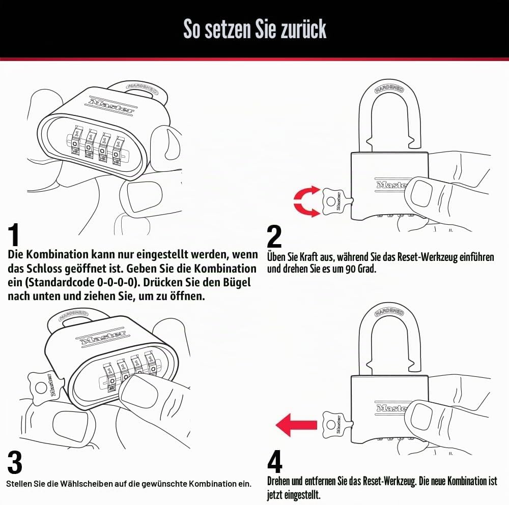 Master Lock 178D Zahlenschloss, 1 Stück, Schwarz 1 Pack, 1 Pack