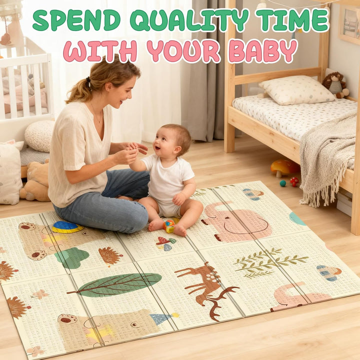 Soontrans Krabbelmatte Baby, Spielmatte Baby Faltbar, 180x120x1cm, Play Mat for Babies Doppelseitige