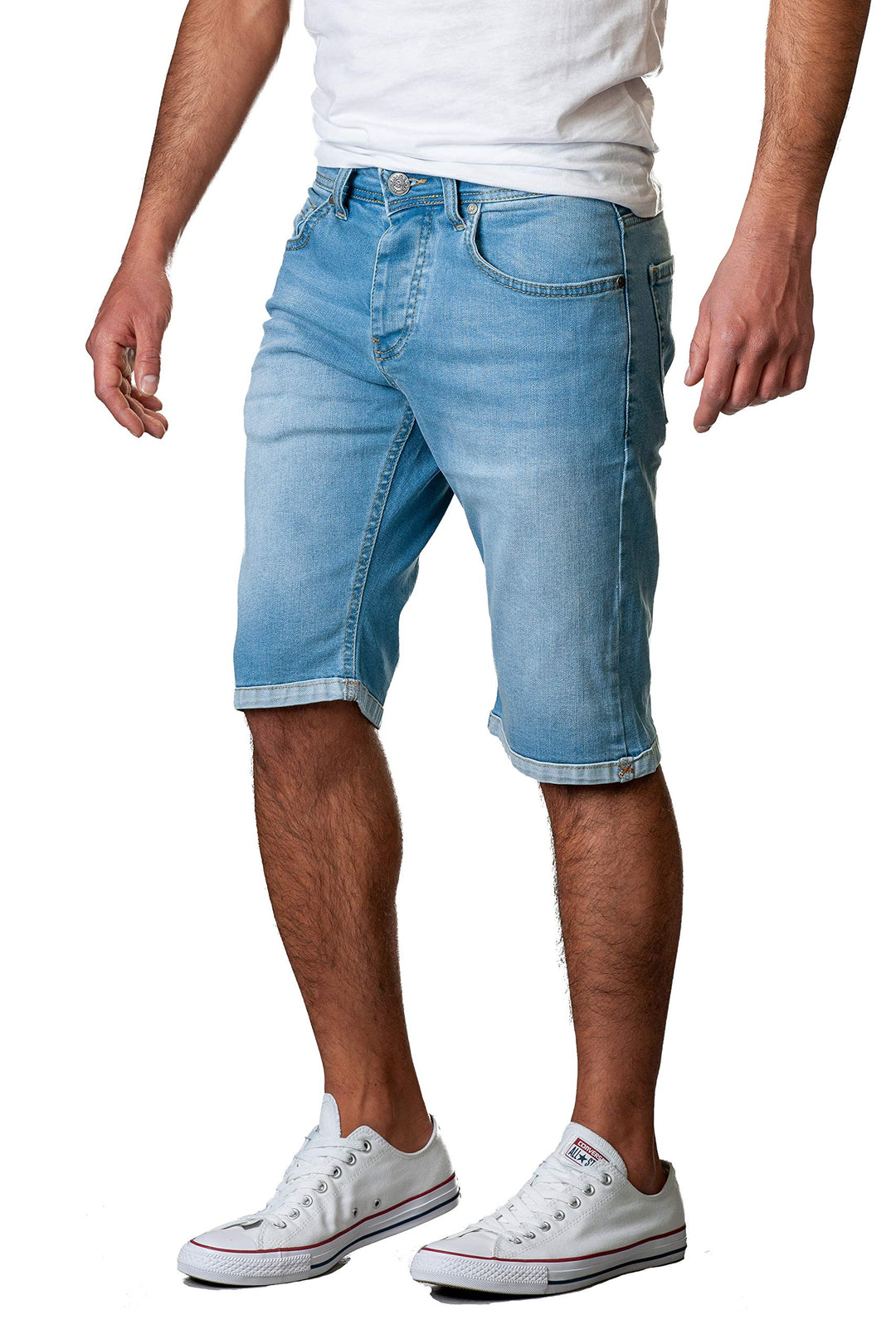 Gelverie Herren Shorts Slim Fit Bermuda Jeansshorts W29 Light Blue Denim
