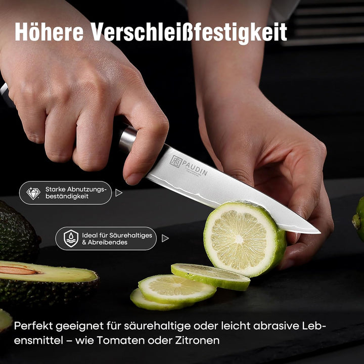 PAUDIN Messerset 4 teilig Küchenmesser Set Kochmesser Santokumesser Allzweckmesser Gemüsemesser prof
