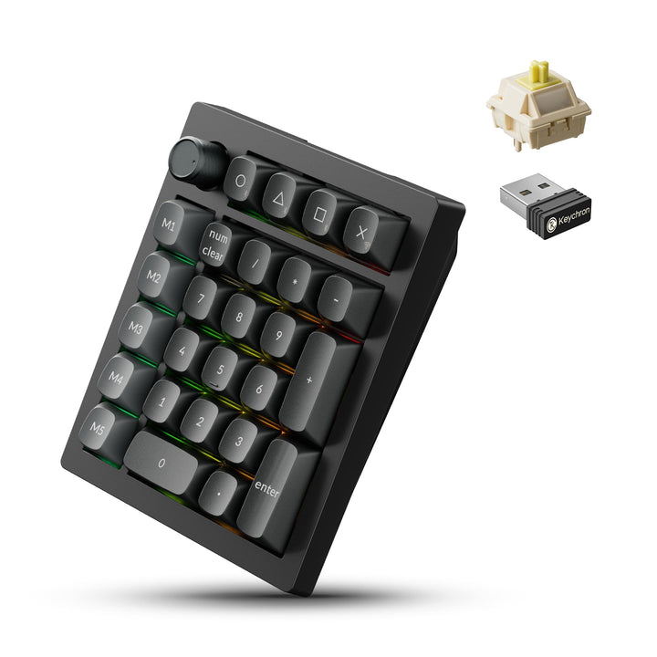 Keychron V0 Ultra Kabelloser ZMK Custom Numpad, 8000Hz Polling-Rate, 2,4 GHz & Bluetooth 5.3, 360 St
