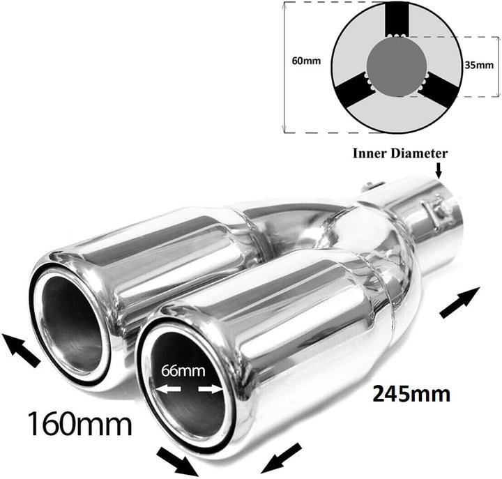 Doppel Auspuffblende Endrohr Auspuff Universell Schalldampf Doppelendrohr Sport Sportauspuff Blende