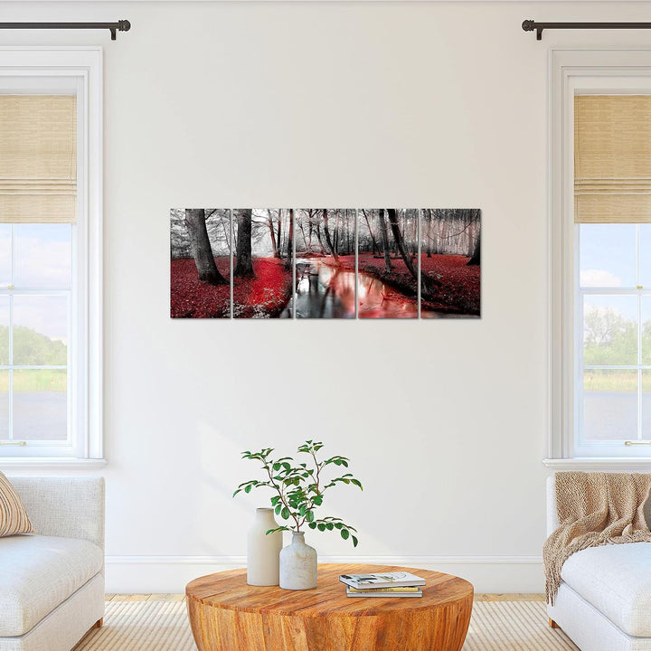 Runa Art Bild Wald Landschaft Wandbilder auf Vlies Leinwand 5 Teilig Wanddekoration Schlafzimmer Woh