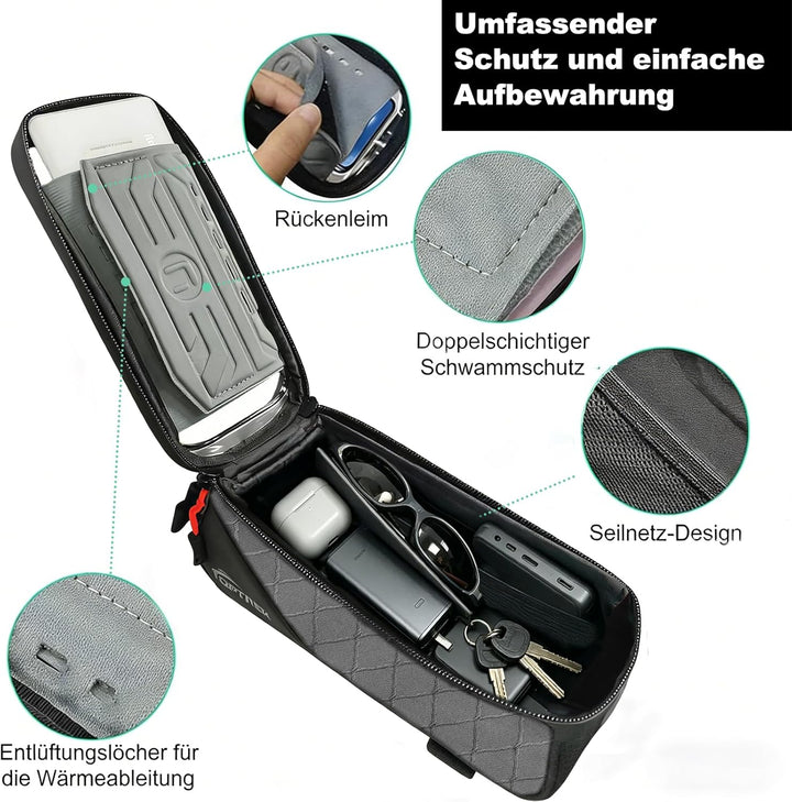 toptrek Fahrrad Rahmentasche, Fahrradtasche Rahmen für Smartphone mit Touchscreen für Smartphone 6.8