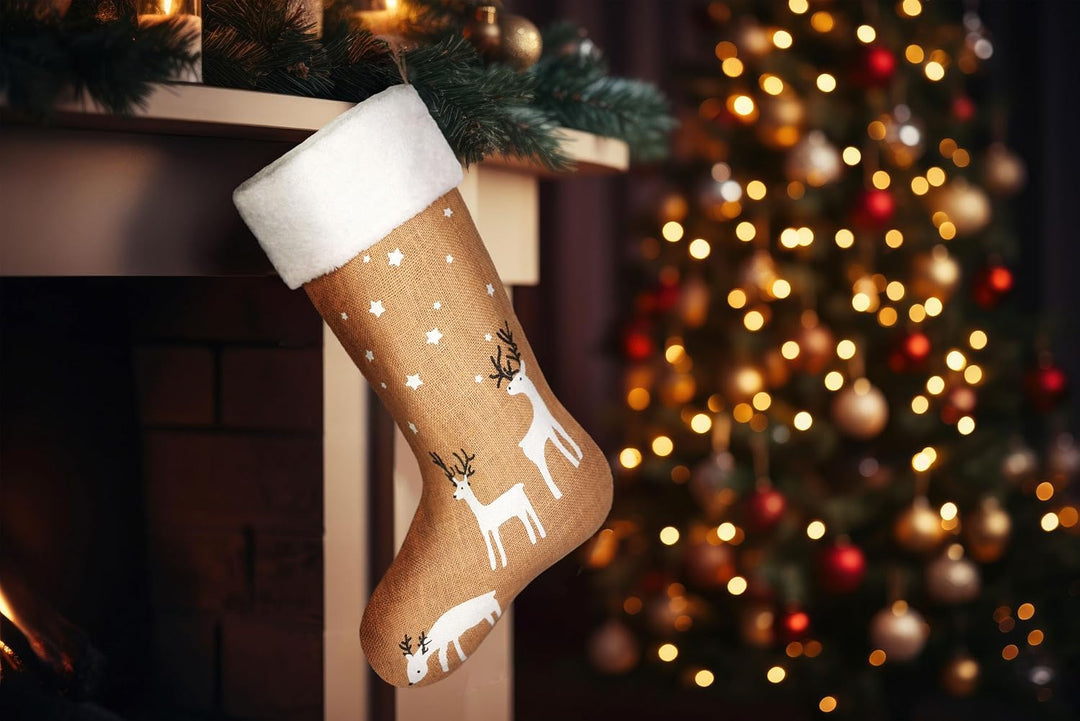 BRUBAKER 2er Set Weihnachtsstrumpf zum Befüllen und Aufhängen - 52 cm gross - Nikolausstrumpf für We