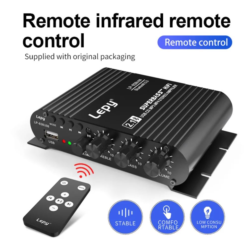 LP-838USB Bluetooth 5.0 Verstärker 2.1 3-Kanal-Support Super Bass Musikwiedergabe USB-Fernbedienung
