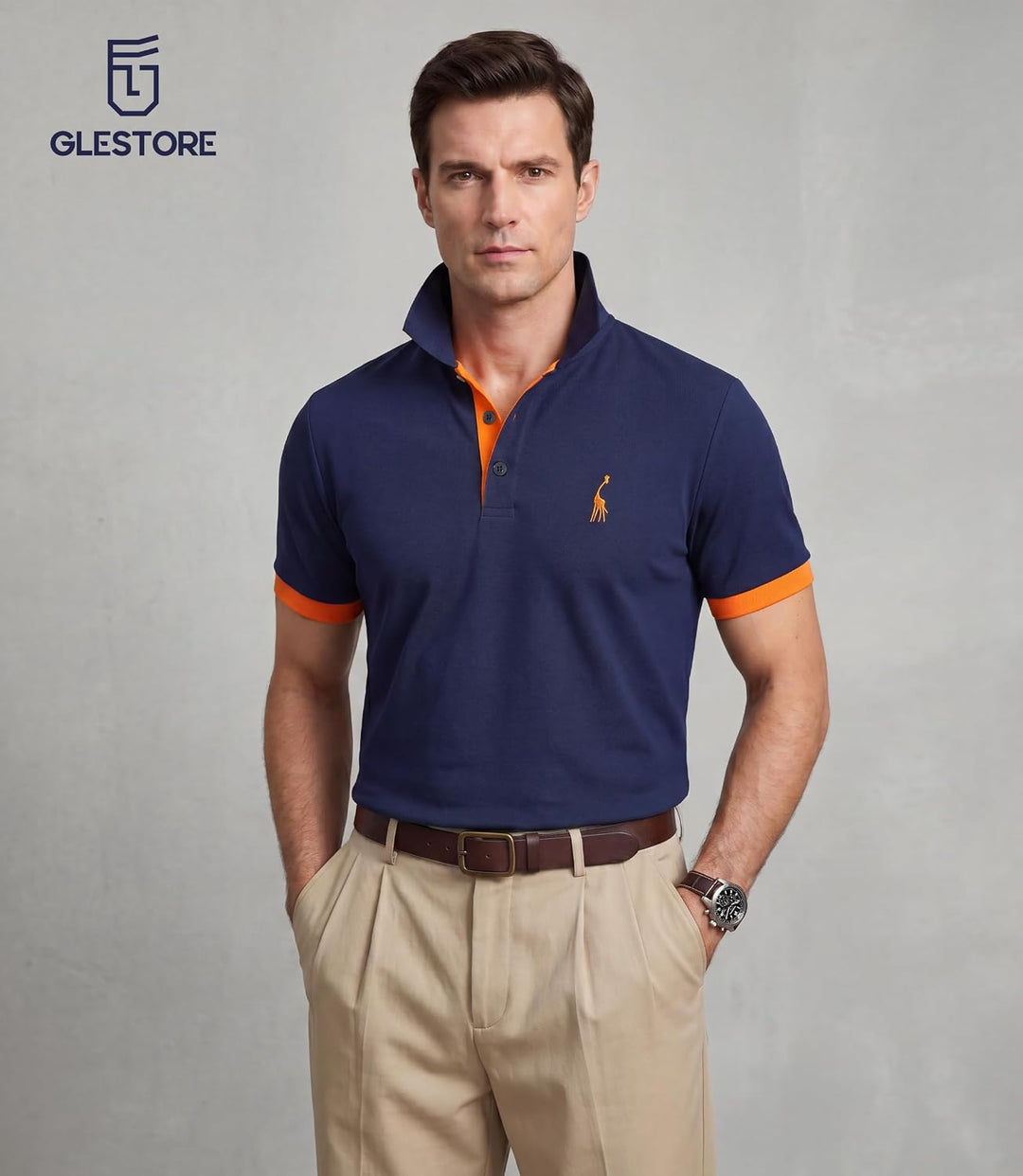 GLESTORE Poloshirt Herren Männer Hemd Herren Kurzarm Shirt Sommer M A1-marine, M A1-marine