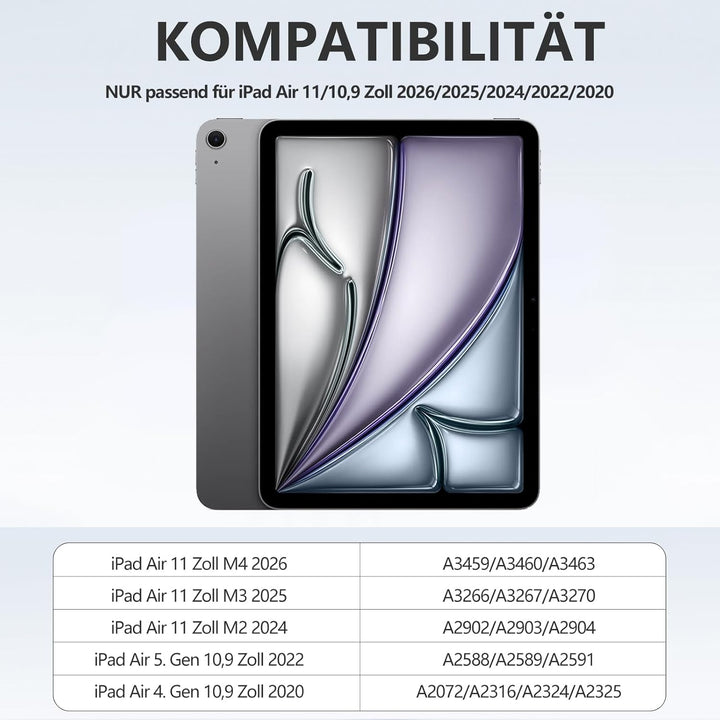 Hülle mit Tastatur für iPad Air 11 Zoll M3 2025 M2 2024/Air 5 Generation 2022 4 Gen 2020 10,9 Zoll,