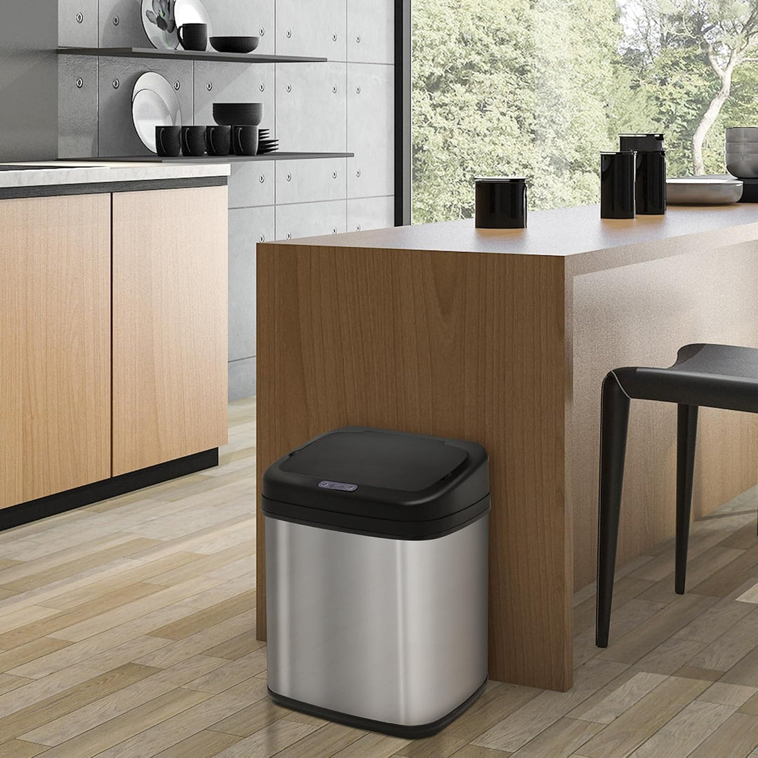 HOMCOM Sensor Mülleimer 20L Edelstahl mit Bewegungssensor Silber+Schwarz | Automatischer Mülleimer,