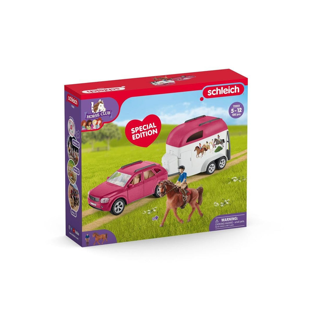 Schleich Auto mit Pferdeanhänger, Set mit 1 Pferd inklusive, Spielfiguren-Set für Kinder ab 5 Jahren