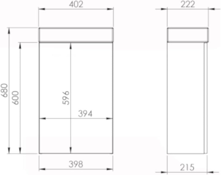 VBChome Badmöbel Set 40 cm Weiss Waschbecken mit Eiche Canela Hängeschrank Waschtisch 1-Türen Push t