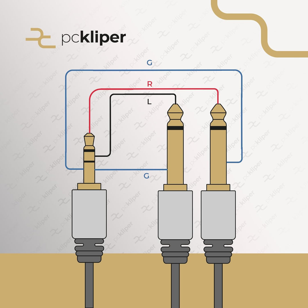 3.5mm auf 2x 6.35mm Klinke Kabel 2m Stereo Aux zu 2x Male Grosse Klinkenstecker Audio Adapter, 2m