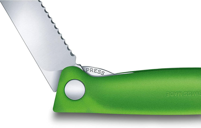 Victorinox 2-tlg Swiss Classic Faltbares Gemüsemesser/Tafelmesser Set, Wellenschliff grün Grün Duo P