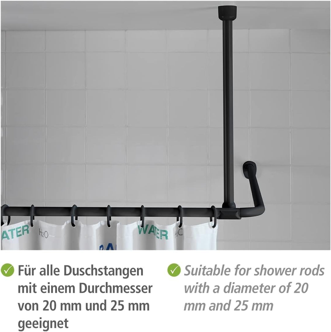 WENKO Deckenstütze für Dusch- und Badewannenstangen, für Stangen mit Ø 2/2,5 cm, zum Bohren – inkl.