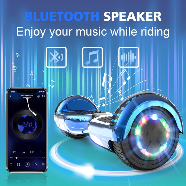 GeekMe Hoverboards 6.5”Zweimotoren 2-Rad-Hoverboards Hoverboards mit LED-Leuchten Bluetooth blue col