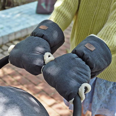 Orzbow Handwärmer Kinderwagen,Wasserdicht Künstliche Lammfell Handschuhe Kinderwagen mit Tasche,Wind