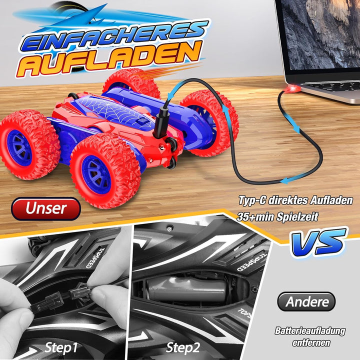 Ferngesteuertes Auto ab 3 4 5 6 7 8 Jahre, Spielzeug ab 3-10 Jahre Junge Monstertruck, 4WD RC Auto S