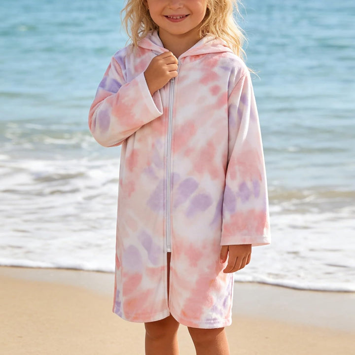 Badeponcho Kinder Frottee Cover Up Strandkleid Mit Kapuze Badekleid Mit Reissverschluss Badeanzug Ro