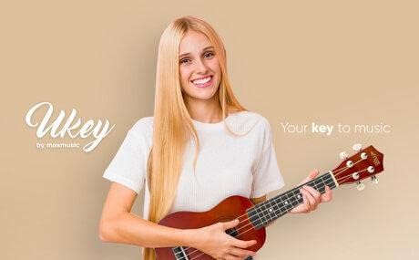 MAX UKEY Ukulele Komplett Set inkl. Plektren, digitalem Stimmgerät und Tasche, 21" mini Gitarre, Uku