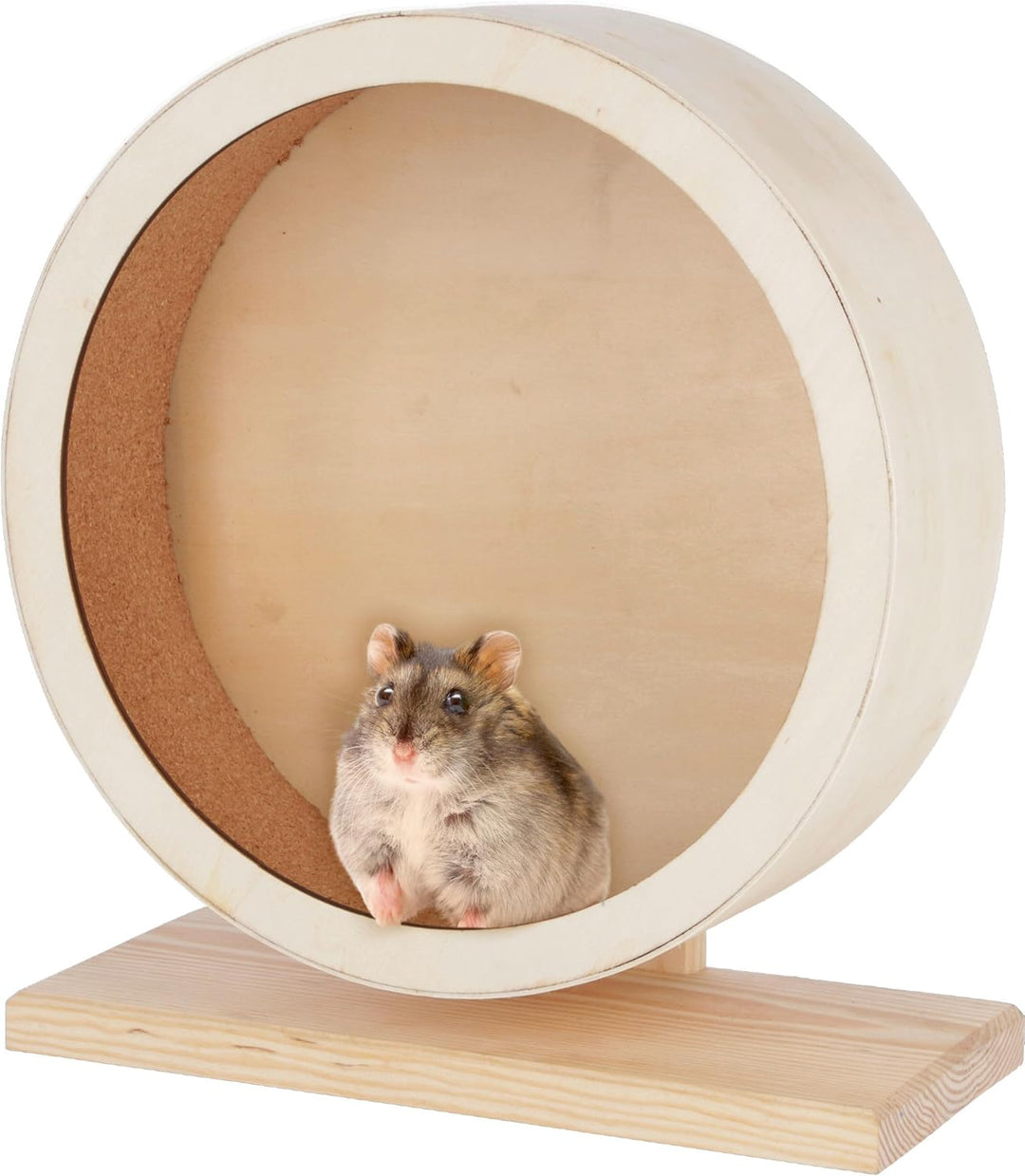 Kerbl 81788 Hamsterlaufrad aus Holz mit geschlossener Lauffläche aus Kork für sicheren Halt, Durchme