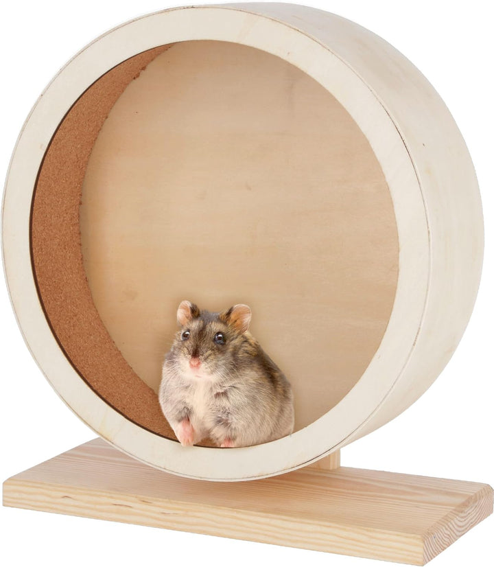 Kerbl 81788 Hamsterlaufrad aus Holz mit geschlossener Lauffläche aus Kork für sicheren Halt, Durchme