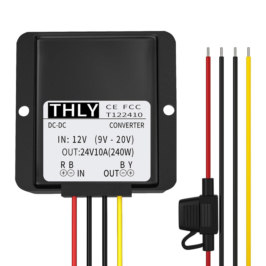 Spannungswandler 12V auf 24V 10A 240W | Wasserdichter DC-DC Wandler mit Sicherung | Spannungsstabili