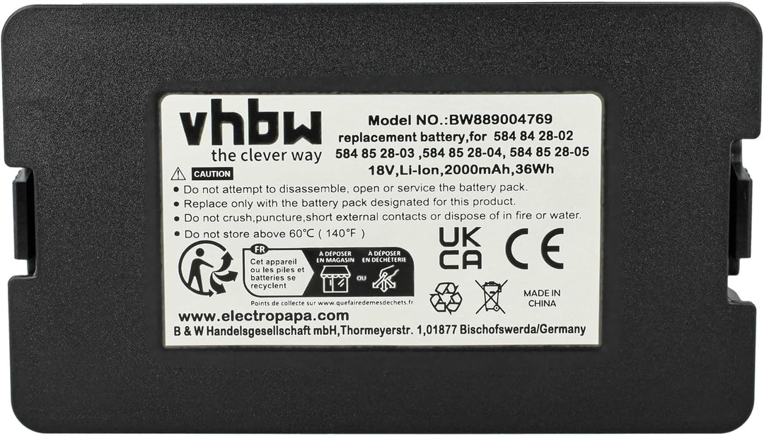 vhbw Akku kompatibel mit Husqvarna Automower 315 (2020), Mark II (2022) Rasenroboter (2Ah, 18V, Li-I